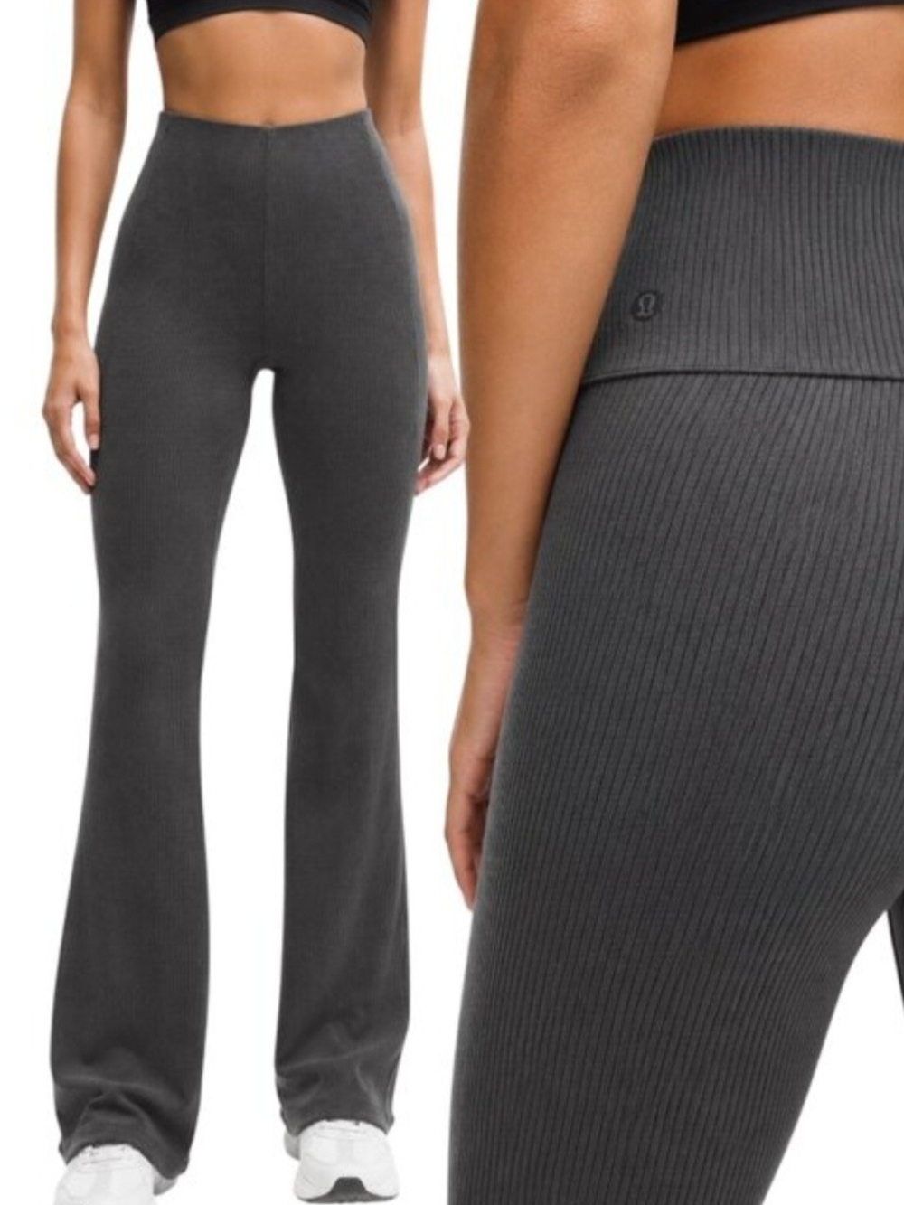 lululemon Flared Sofstreme Ribbed High-Waist  Pants - Charcoal